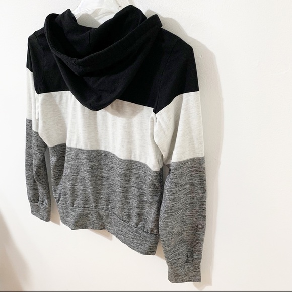 Reflex Front Zip Striped Long Sleeve Hoodie Drawstring California Embroidered - Picture 9 of 14